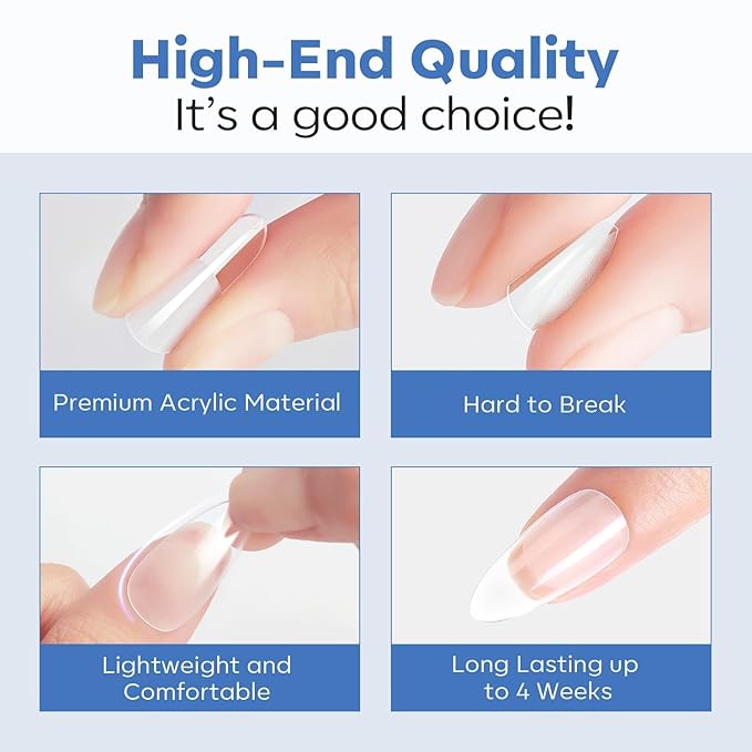modelones Short Square Nail Tips, Pre-shaped Soft Gel Tips Fake Nails False Acrylic Clear Full Cover Press on Extension Gel Kit Manicure DIY at Home 216PCS 12Sizes