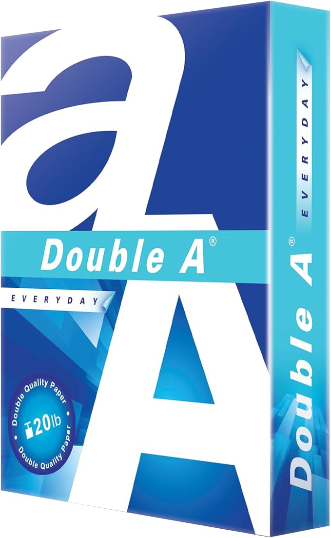 Double A Everyday Copy & Multipurpose Paper, Letter Size 8.5" x 11", Bright White, Smooth Finish for Inkjet & Laser Printers, Acid‑Free, High‑Quality Color & Black/White Printing