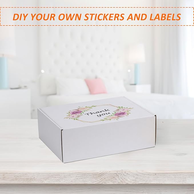 HORLIMER 12x9x4 inches Shipping Boxes Set of 1, White Corrugated Cardboard Mailer Box for Packing, Mailing, Small Business