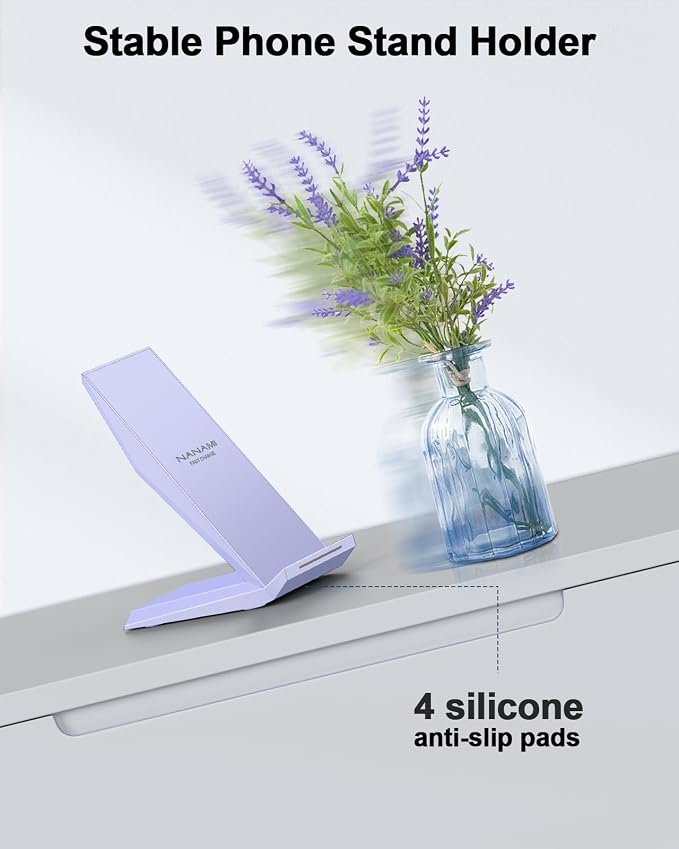 NANAMI Wireless Charger - Fast Wireless Charging Stand Compatible with Apple iPhone 17/17 Pro/17 Pro Max/16/15/14/13/12 Pro, Desktop Phone Charger for Samsung Galaxy S26/S26+/S25/S24/S23/S22/S21
