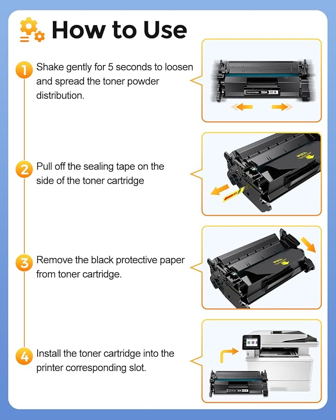 58A CF258A Toner Cartridge Black Compatible for HP 58A CF258A High Yield Toner Cartridge for HP LaserJet Pro M404n M404dn MFP M428fdw M428fdn M428dw Printer 2 Pack with Chip