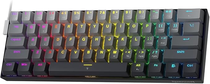 Redragon K617 GB Rapid Trigger HE Gaming Keyboard, 60% 61 Keys Wired Mechanical Keyboard w/Hyper-Fast Actuation, Dedicated Hall Effect Magnetic Switch, Actuation Point Adjustable, 8K Hz Polling Rate