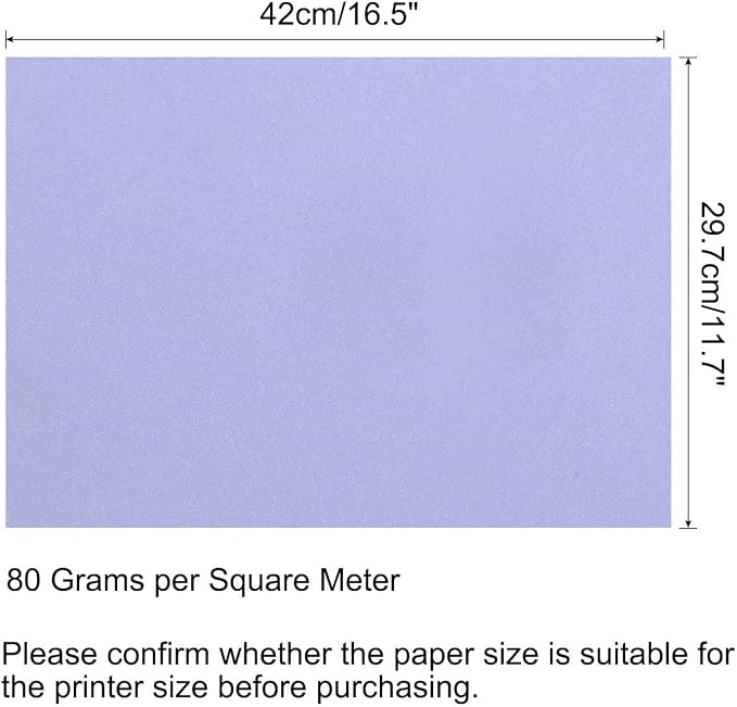 MECCANIXITY 50 Sheets Colored Copy Paper 16.5 x 11.7 Inch Printer Paper 80gsm Light Purple for Office Printing, Document Copying, Invitations, Forms, Art Projects