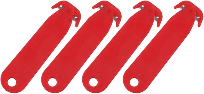Double-Edged Safety Box Cutter for multi Tool with Stainless Steel Blade and Plastic Handle for Office Home Warehouse Dorm Room Package Opening Red Black 4 Pack Utility (4pcs red)