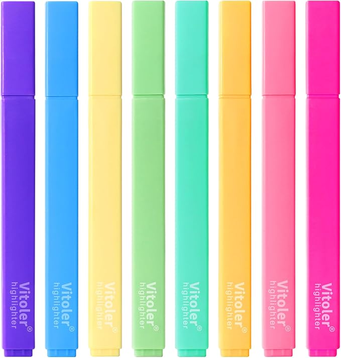 Vitoler Highlighters,Pastel,Quick Dry,Chisel Tip,Aesthetic 8Pcs | Cute Pastel,No Bleed,Bible Study for Journaling Planner Notes School Supplie