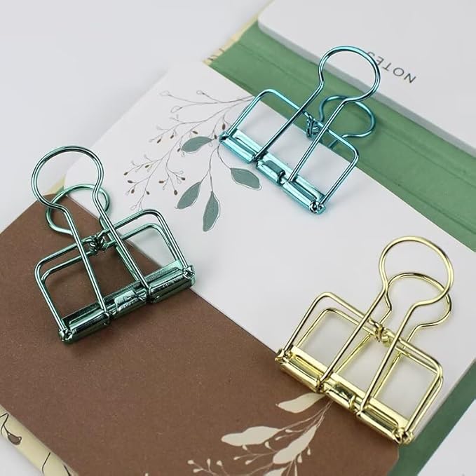 16PCS Metal Medium Binder Clips Hollow Binder Clip Metal Paper Clamps Binder Clips Decorative Tool for School Office Paperwork Multicolor (M)