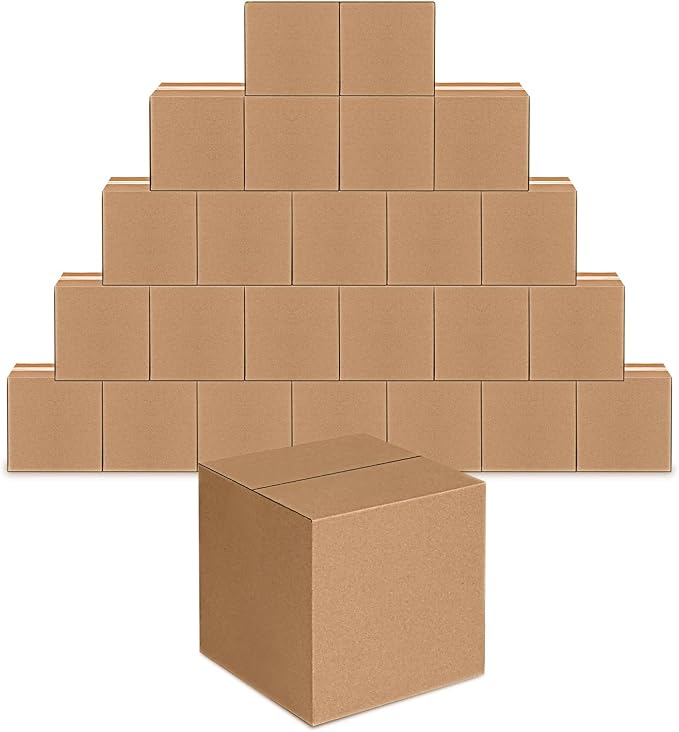 Edenseelake 25 Pack 8x8x8 inches Shipping Boxes Corrugated Cardboard Boxes for Packing, Moving, Mailing, Brown