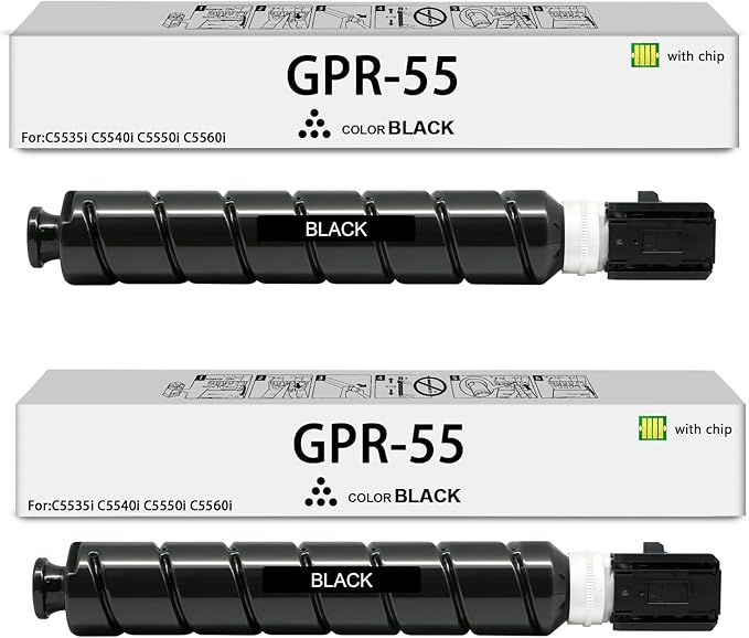 GPR55 Black Toner Cartridge with Chip (0481C003) Compatible with Canon GPR-55 Toner Black imageRUNNER Advance C5535 C5535I C5540 C5540I C5550 C5550I C5560 C5560i Printers(2Packs)