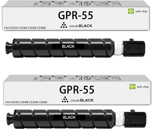GPR55 Black Toner Cartridge with Chip (0481C003) Compatible with Canon GPR-55 Toner Black imageRUNNER Advance C5535 C5535I C5540 C5540I C5550 C5550I C5560 C5560i Printers(2Packs)