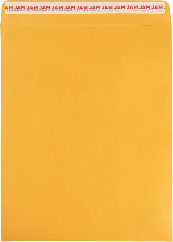 JAM PAPER 11 1/2 x 14 1/2 Open End Catalog Commercial Envelopes with Peel and Seal Closure - Brown Kraft Manila - Bulk 250/Box
