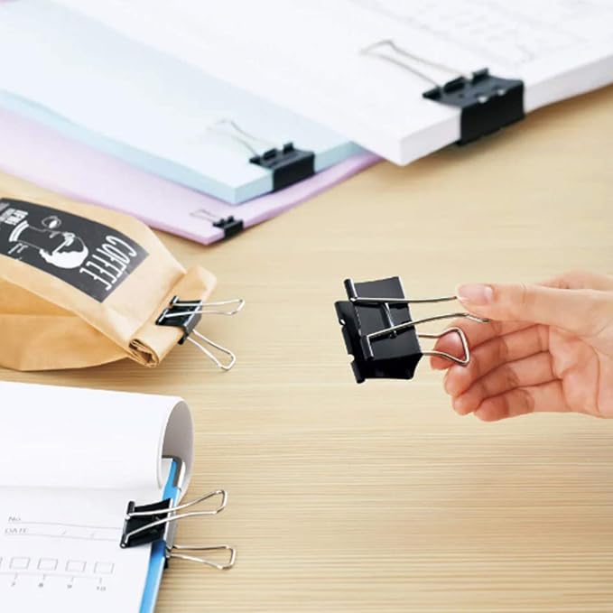 Binder Clips Paper Clamps Assorted Sizes 200 Count (Black) | Jumbo, Large, Medium, Small, Mini and Micro,6 Sizes with Box for Office, School and Home