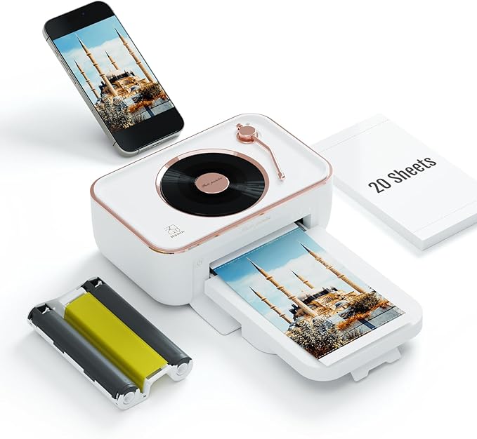 HPRT Photo Printer 4x6,+20 Sheets&1Ribbon White, Portable Instant Picture Printer for iPhone, Android, Audio Function, Thermal Dye-Sublimation, AR Video Printing,Wi-Fi Wireless Photo Printers