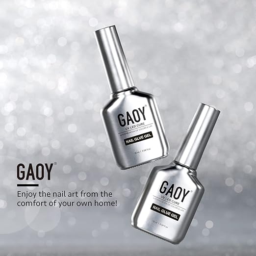 GAOY 2Pcs 16ml Gel Nail Glue for Acrylic Nails Tips, 2 in 1 Nail Glue and Base Coat, UV Light Cure