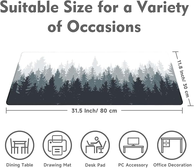 Gaming Mouse Pad Desk Pad XL Large Mouse Mat Keyboard Mat Office Desk Decor AccessoriesKeyboard Mat Office Desk Decor Accessories (Thicket)