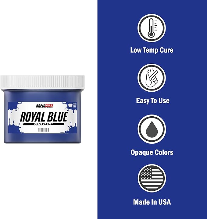 Rapid Cure® Screen Printing Ink Blue (8oz.) - Plastisol Ink for Screen Printing, Fast Curing Fabric Paint - Screen Print Direct®, USA Made