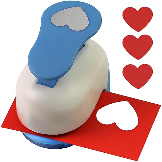 Heart Punches for Paper Crafts, 1-Inch Across, Small Hole Heart Punch Cutter, Lever Punch, Heart Shape for Card Making, Scrapbooking, DIY Arts.