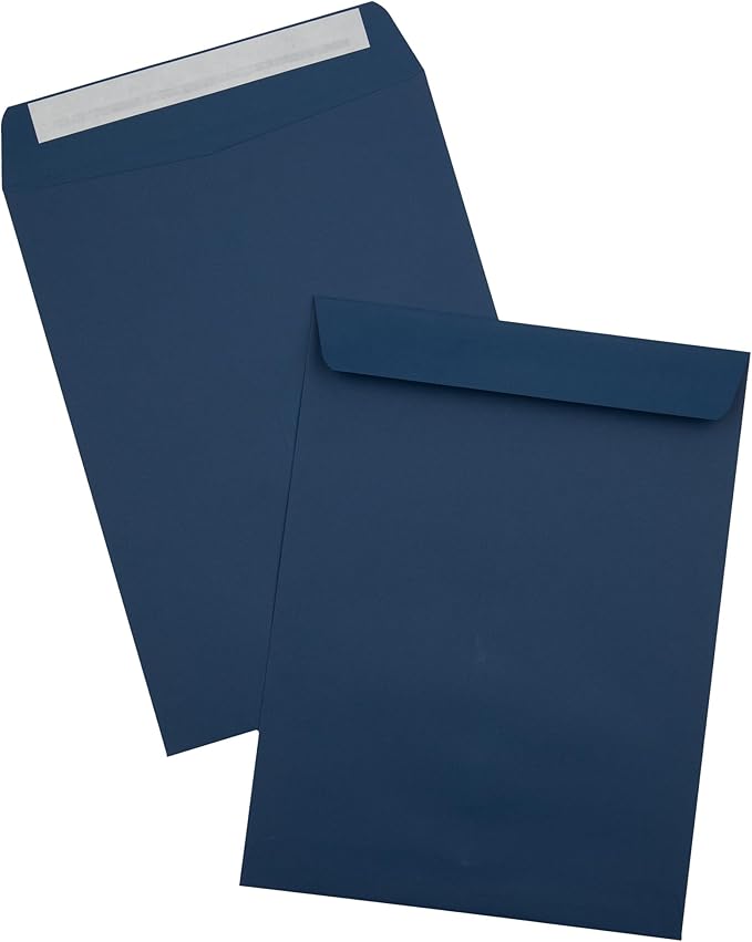 LUXPaper 9 x 12 Open End Envelopes | Peel & Press | Navy Blue | 80lb. Text | 500 Qty