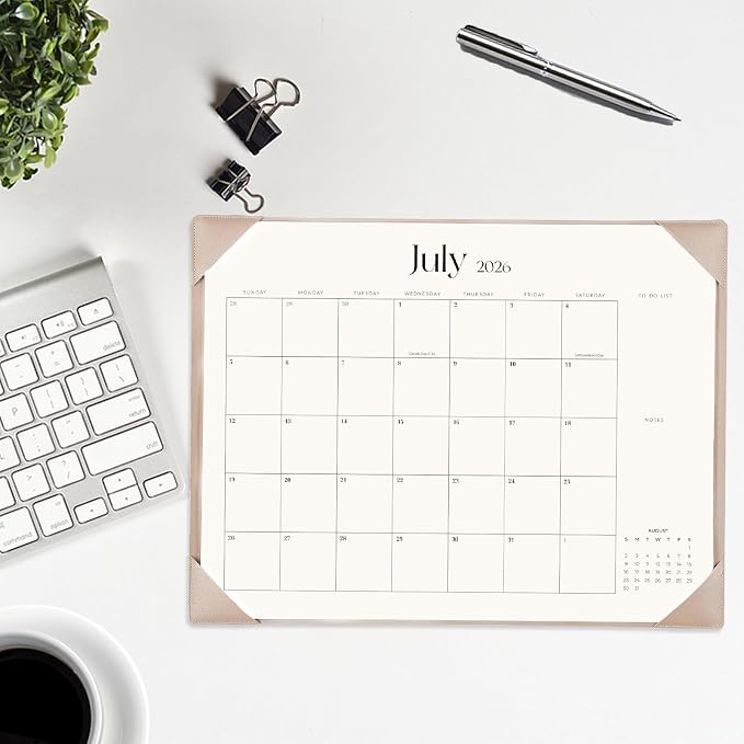 Desk Calendar 2026-2027 with Desk Mat – 22" x 17" Large Desk Pad Calendar Runs from July 2026 to December 2027, Office Supplies Desktop Monthly Calendar for Home & Office