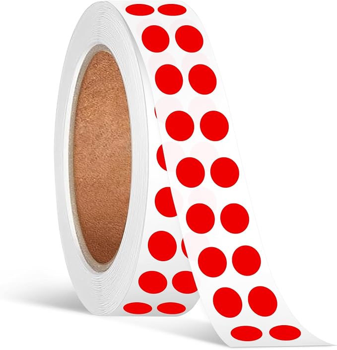 1/4 Inch Dot Stickers, Small Round Sticker, 1000 Dot Label Stickers | 0.25 Inch Red Dot Stickers, Circle Sticker Labels, Sticker Dots for Office and Marking, Small Round Stickers for Labeling