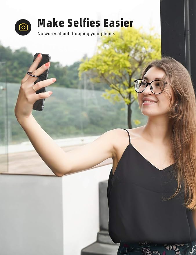 Lamicall Phone Ring Holder - [Upgraded Zinc Alloy] Finger Ring Grip Stand | Matte Black Cell Phone Grip Stand Kickstand for iPhone 17 16 15 Pro Max Air, Androids, Smartphone Accessories