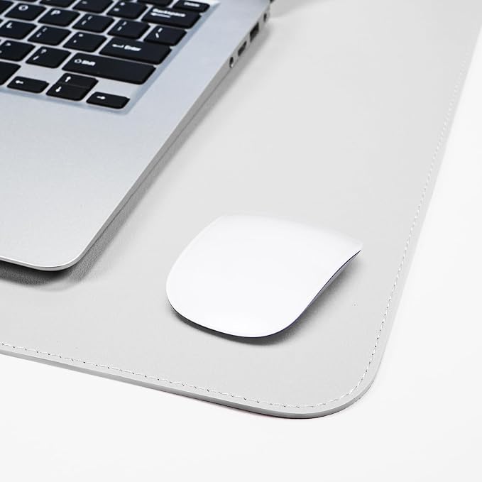 AFIING Cork Desk Mat 23.6 x 13.7, Dual-Sided Cork & PU Leather Desk Pad, Waterproof Non-Slip Desk Protector for Home Office, Study Desk & Minimalist Workspace White