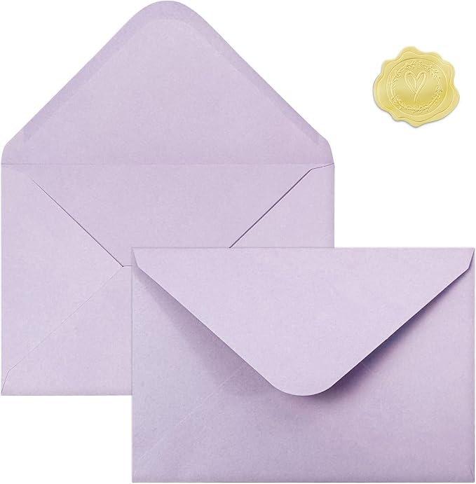 50 PCS Purple Colorful A4 Envelopes,4x6 Envelopes for Invitations | 4x6 Envelopes for Greeting Cards, Great for Invitations, Wedding Invitation, Birthday, Baby Shower, Graduation