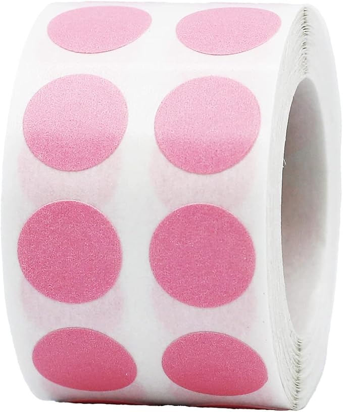 Pink 1/2" Inch Round Adhesive Labels 1,000 Color Coding Dot Stickers for Efficient Inventory Management, Crafting Projects, and Organizational Tasks in Offices, Schools, and Homes