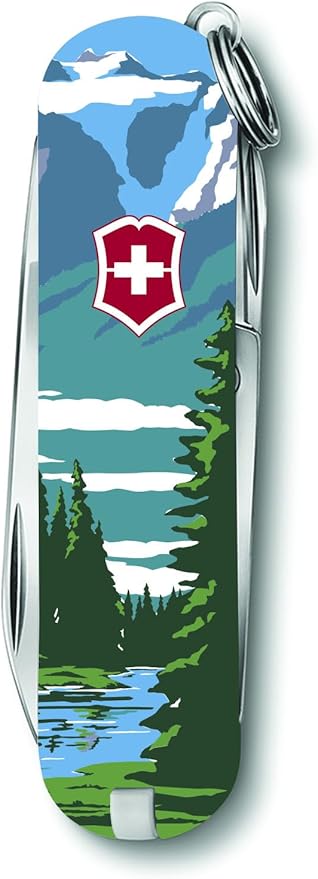 Victorinox Classic SD Swiss Army Knife, Compact, 7 Functions, Swiss Made Pocket Knife with Small Blade, Screwdriver and Key Ring - Olympic National Park