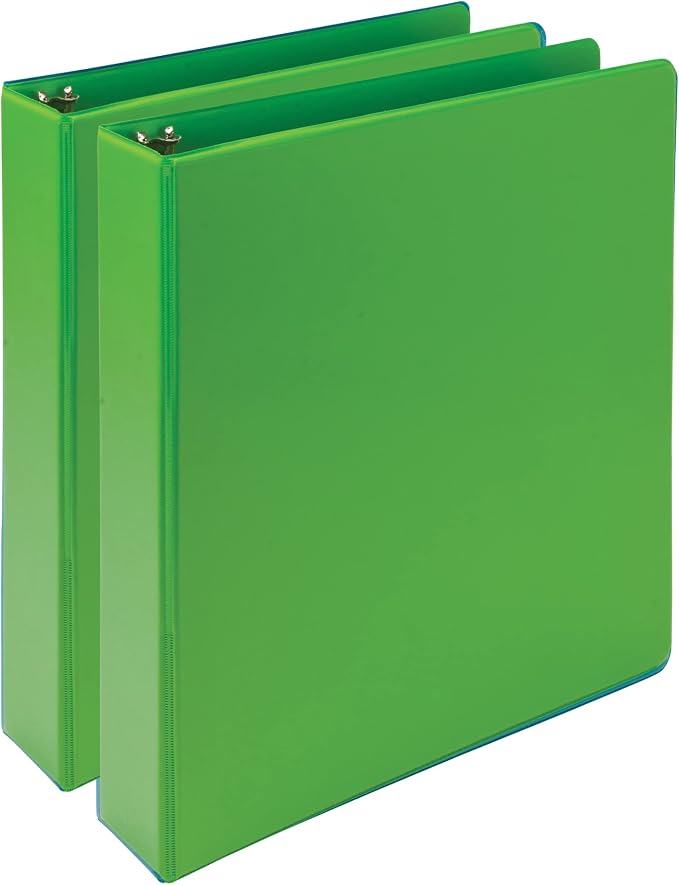 Samsill Earth’s Choice™, Durable Fashion Color 3 Ring View Binder, 1.5 Inch Round Ring, Up to 25% Plant Based Plastic, Eco-Friendly, USDA Certified Biobased, Lime Green, Value 2 Pack