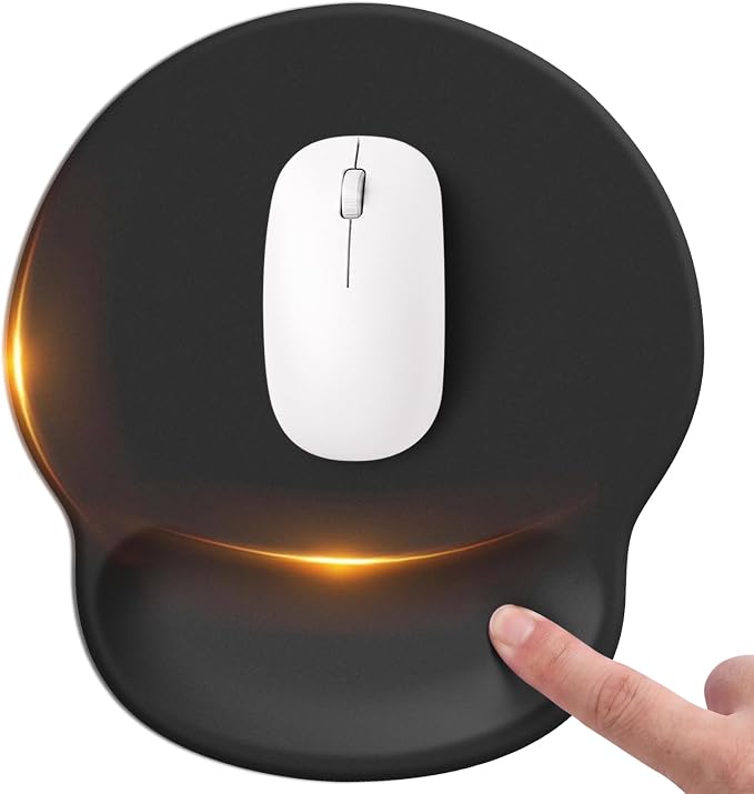 Mouse pad with Wrist Rest,Relieving Pain Memory Foam Computer pad, Ergonomic Desktop Mouse, Silicone Material Mouse pad, with Non-Slip PU Base (Black)