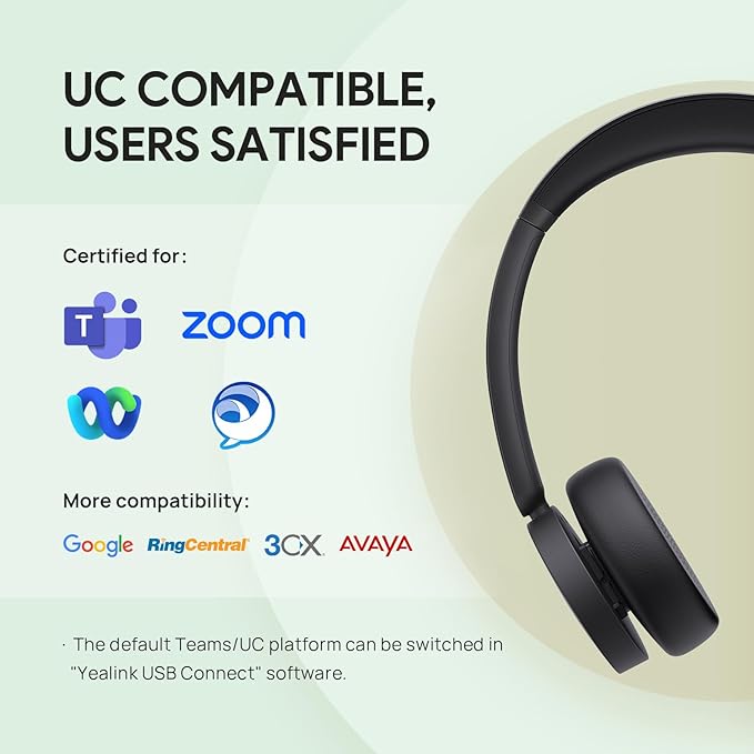 Yealink BH70 Dual UC Wireless Headset with Mic for Work, Bluetooth Headphone Teams&UC Compatible, up to 35h Talk Time, 147g All-Day Wearing Comfort, Perfect for Open Office Home Hybrid Work, USB-C/A
