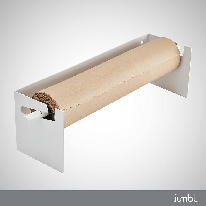 Jumbl 18” Wall Mounted Kraft Paper Dispenser | Hanging Paper Roll with Cutter for Kitchen, DIY Room, Office, Business, & More | Great for to-Do Lists, Menus, Grocery Lists, & Art Projects