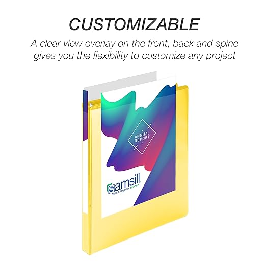 Samsill Durable 0.5 inch 3 Ring Binder, D Ring Binder, 100% Recycled Chipboard, Yellow