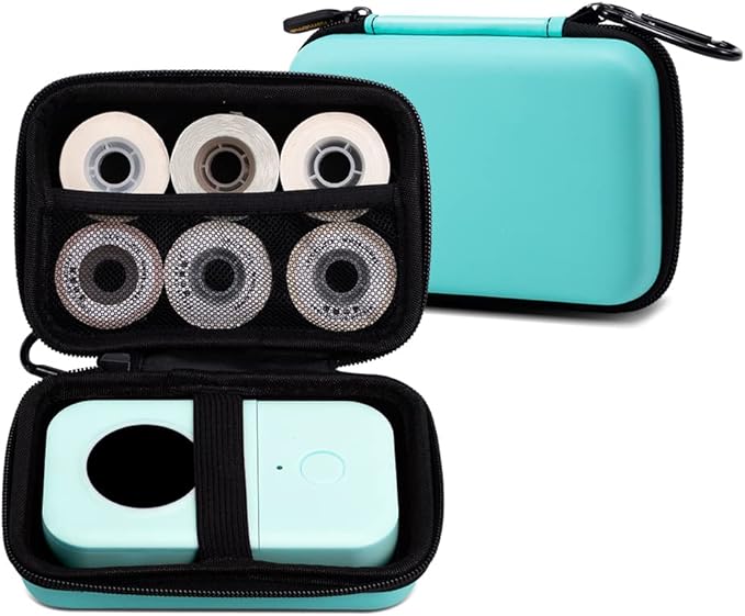 Phomemo Label Printer Case Hard Carry Case Compatible D30/M02/T02/M110/P21/D110 Label Printer, Label Maker Labeler Storage Holder, Green