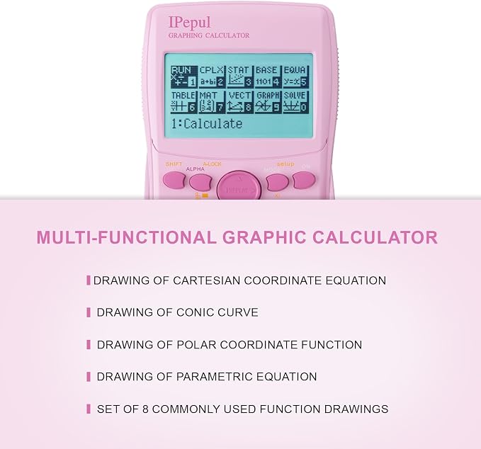 Pink Scientific Calculators with Graphing Functions, IPepul 10 Modes Math Calculator for High School and College Students, Teachers, Office, Algebra, Geometry, Statistics, Pink School Supplies