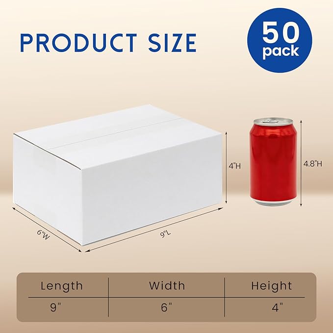 9x6x4" Shipping Boxes 50 Pack - Small Corrugated Cardboard Mailing Box Packaging for Small Business - White Mailer Packing Supplies