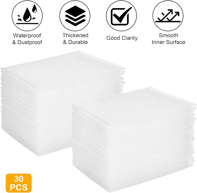 30Pack Self-Seal Bubble Out Bag Pouches 10 x 12 Inch Double Walled Self-Sealing Protective Big Bubble Pouches Wrap Cushioning Bags for Shipping, Packing, Moving