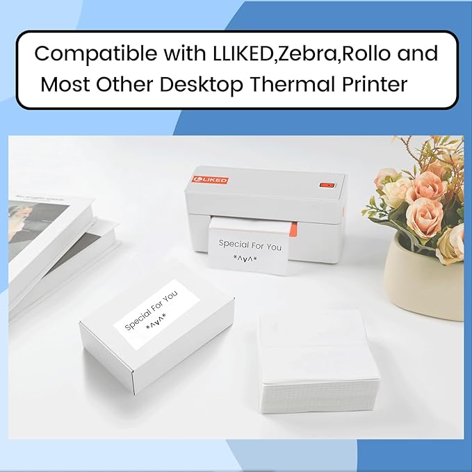 L LIKED 4" X 2" Fanfold Direct Thermal Labels - 1000 Total UPC and Shipping Labels Compatible with Zebra, Munbyn, and Rollo Thermal Printers (Pack of 2)
