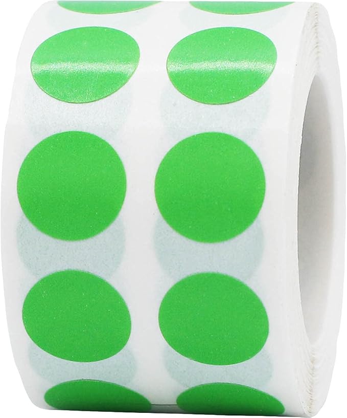 Light Green 1/2" Inch Round Adhesive Labels 1,000 Color Coding Dot Stickers for Efficient Inventory Management, Crafting Projects, and Organizational Tasks in Offices, Schools, and Homes