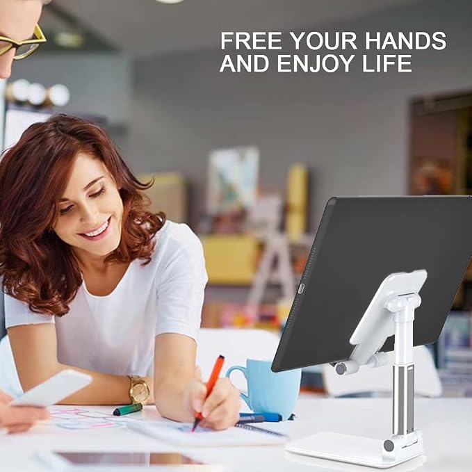 Meetuo 2 Pcs Cell Phone Stand for Desk Adjustable Desktop Phone Holder | Adjustable Angle Height, Fully Foldable&Portable, Compatible with iPhone 17/16/15/14/13/12/Smartphones