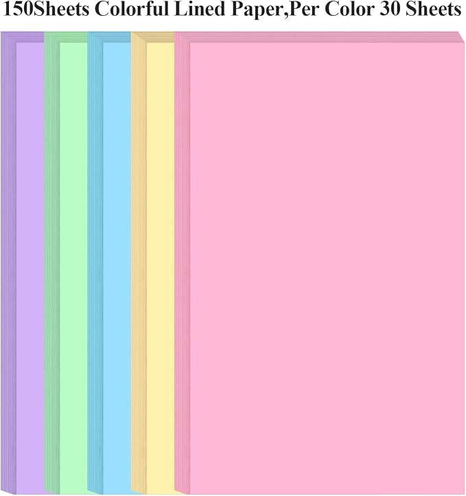 (3-Pack) 8.5" x 14" Colored Copy & Print Paper - 150 Sheets/300 Pages 5 Colors Rainbow Printer Paper, 20 lb Legal Size Colored Origami Paper in Office/School/Home