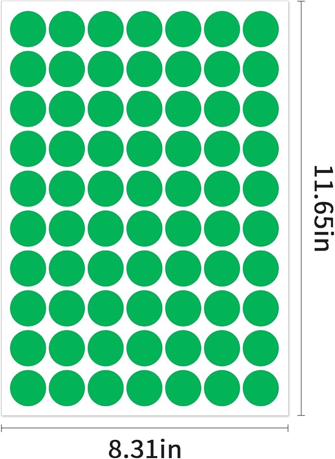 1" Green Dot Stickers 1050 PCS Circle Round Colored Coding Label | Used for manual labor in kindergartens, garage yard price sales, organizing activity color groups,marking spice bottles