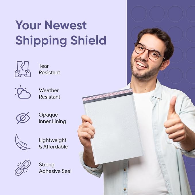 Bubble Mailers 14.25x20, Self Seal Poly Padded Envelopes #7, 50 Pack | Holds Clothing & Bulk Items, No Tape Needed, Cushioned Protection, Water-Resistant Poly, Bulk Pack for Small Business
