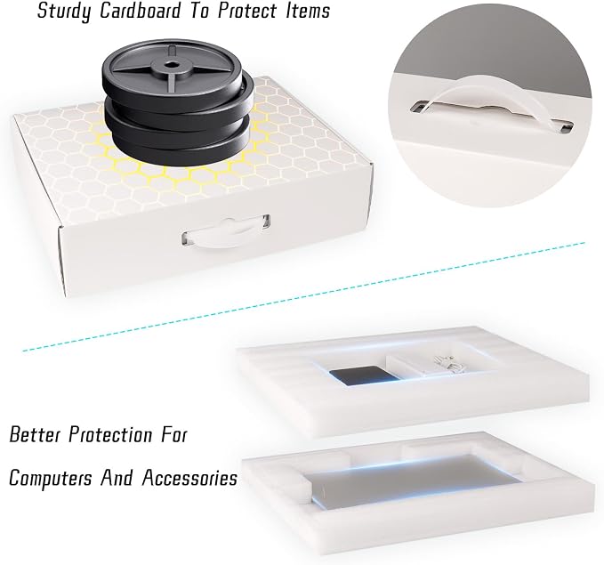 Laptop Shipping Box with Adjustable Foam, Cardboard Computer Container for Shipping, Fit Up to 17 In, Secure Notebook Laptop Box with Handle