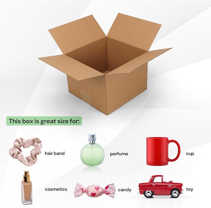 Rempry 25 Pack 8x8x6 Shipping Boxes Brown, Small Corrugated Cardboard Box for Mailing, Packaging Small Business, Kraft Mailer Gift Boxes