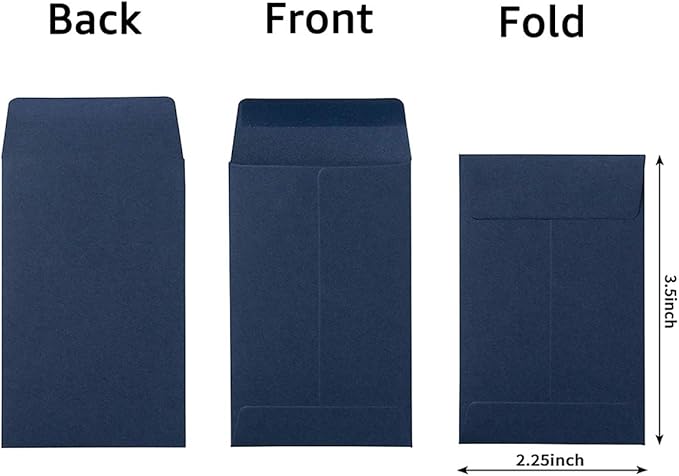 200 Pack Small Coin Envelopes Kraft Paper Seed Envelopes Mini Parts Small Items Stamps Storage Packets Envelopes Self-Adhesive for Garden, Office or Wedding Gift, (2 1/4 x 3 1/2 Inch, Navy Blue)
