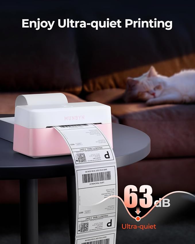 MUNBYN Bluetooth Thermal Label Printer, Wireless 4x6 Shipping Label Printer | Work for Small Business, Compatible with Android, iPhone, Windows, Mac, Chromebook, Print Width 1.57"-4.25"