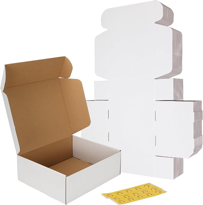 RLAVBL 12x10x4 Shipping Boxes Set of 15, White Corrugated Cardboard Mailer Box for Packing, Mailing, Business