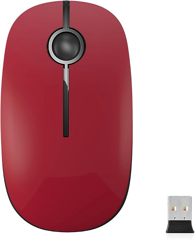 VssoPlor Wireless Mouse, 2.4G Slim Computer Laptop Mouse, Black and Red | Portable Mouse, Plug & Play USB Nano Receiver, Quiet Silent Optical Mice for Notebook, PC, Laptop, Computer, Windows, Mac
