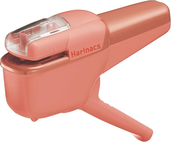 Kokuyo Stapleless Stapler, Harinacs Handheld Staple-Free, Up to 10 Sheets No Staple Binding, Portable Compact Holeless Stapler, Salmon Pink, Japan Import (SLN-MSH110VP)